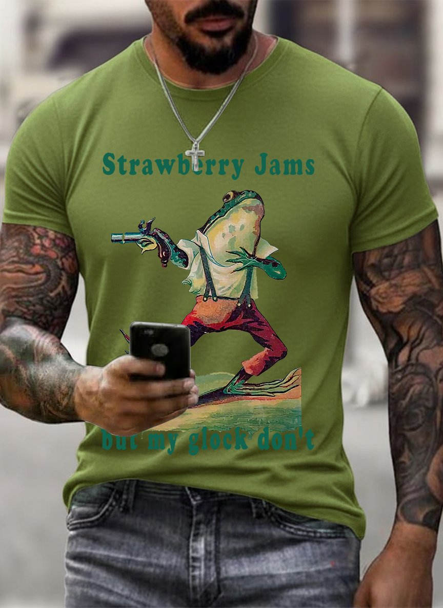 Men's Strawberry Jams but my glock don't Printed T-Shirt