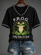 Women's Funny Frog Christian Faith Print Top