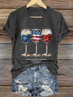 Women's 250th Anniversary Wine Glass Celebration Print T-shirt