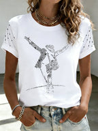 Women's Superstar Art Print Round Neck T-shirt