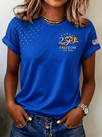 Women'S Casual Independence Day Print Top