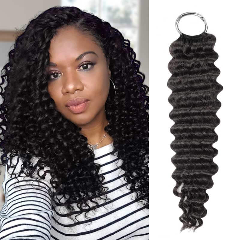QVR Water Wave Crochet Hair Natural Black Machine Made Feather Human Hair Extension