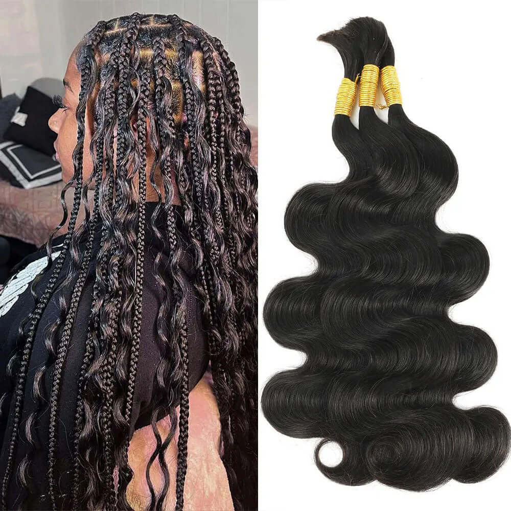 QVR Silk Straight Bulk Hair Extensions for Boho Knotless Braiding