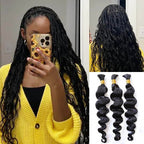 QVR 1 Pack Human Bulk Hair Extensions for Boho Knotless Braiding