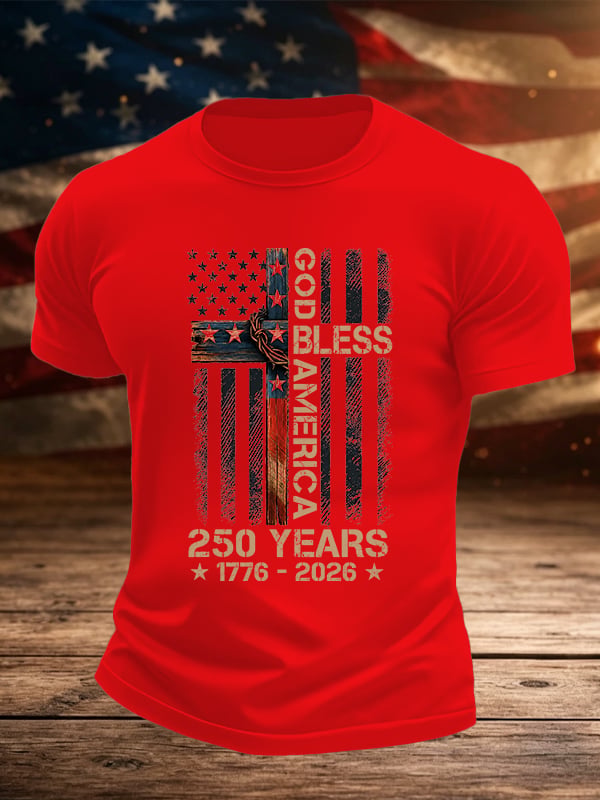 Men's GOD BLESS AMERICA Printed T-Shirt