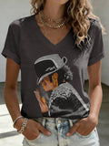 Women's Superstar Art Print V Neck T-shirt