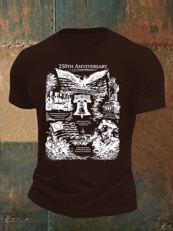 Men's  Retro USA 250th Anniversary Print T-Shirt