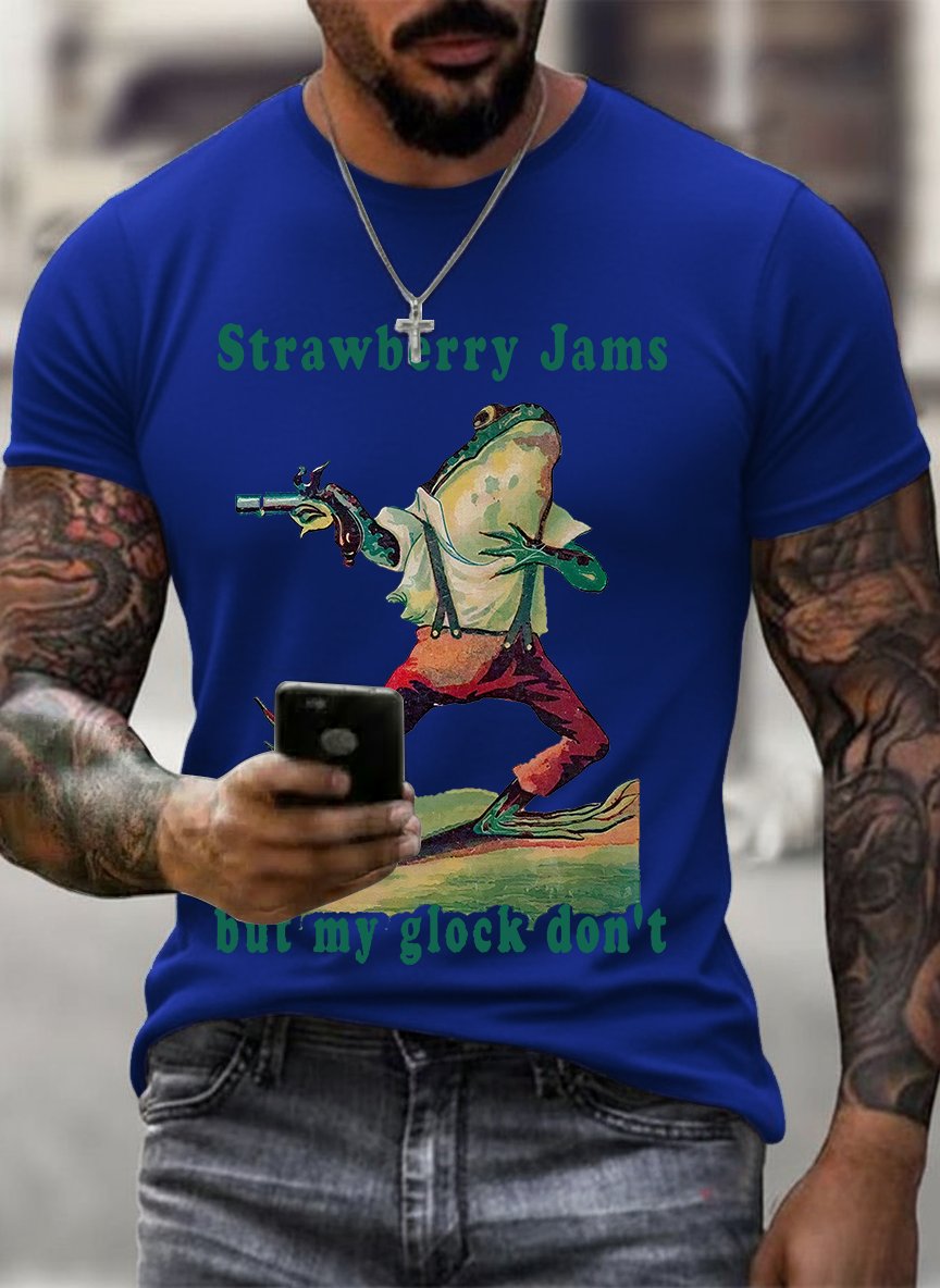Men's Strawberry Jams but my glock don't Printed T-Shirt