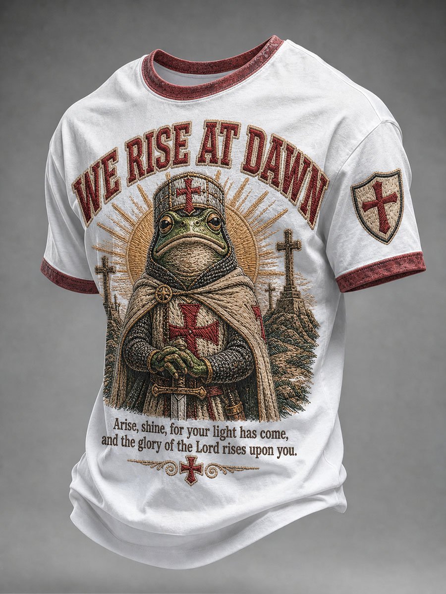 Men's Christian We Rise At Dawn Cross Short Sleeve T-shirt