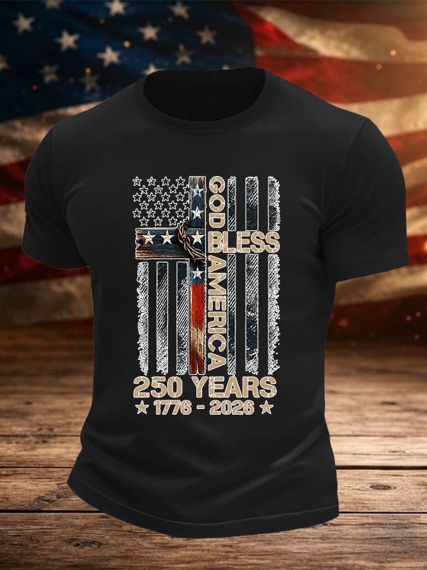 Men's GOD BLESS AMERICA Printed T-Shirt