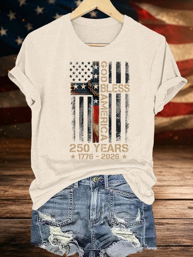 Women's GOD BLESS AMERICA Printed T-Shirt