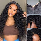 QVR Glueless Deep Wave V Part Wigs 180% Density Super Natural Human Hair Glueless 0 Skill Needed Wig