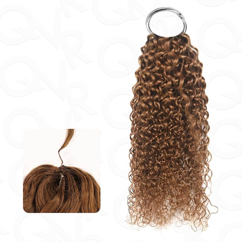 QVR Auburn Brown #30 Crochet Hair Water Wave Machine Made Feather Human Hair Extension
