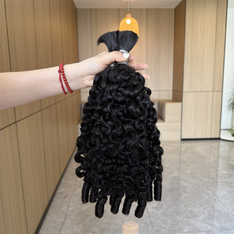QVR Bora Bora Braids Burmese Curly Bulk 100% Human Hair For Braiding