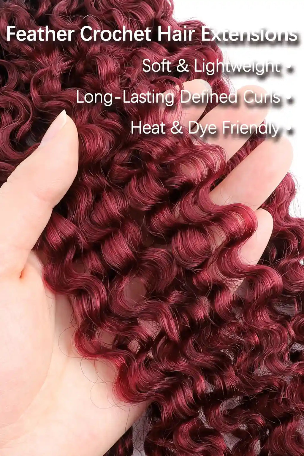 Burgundy Ombre Water Deep Wave Feather Crochet Hair - T1B/99J
