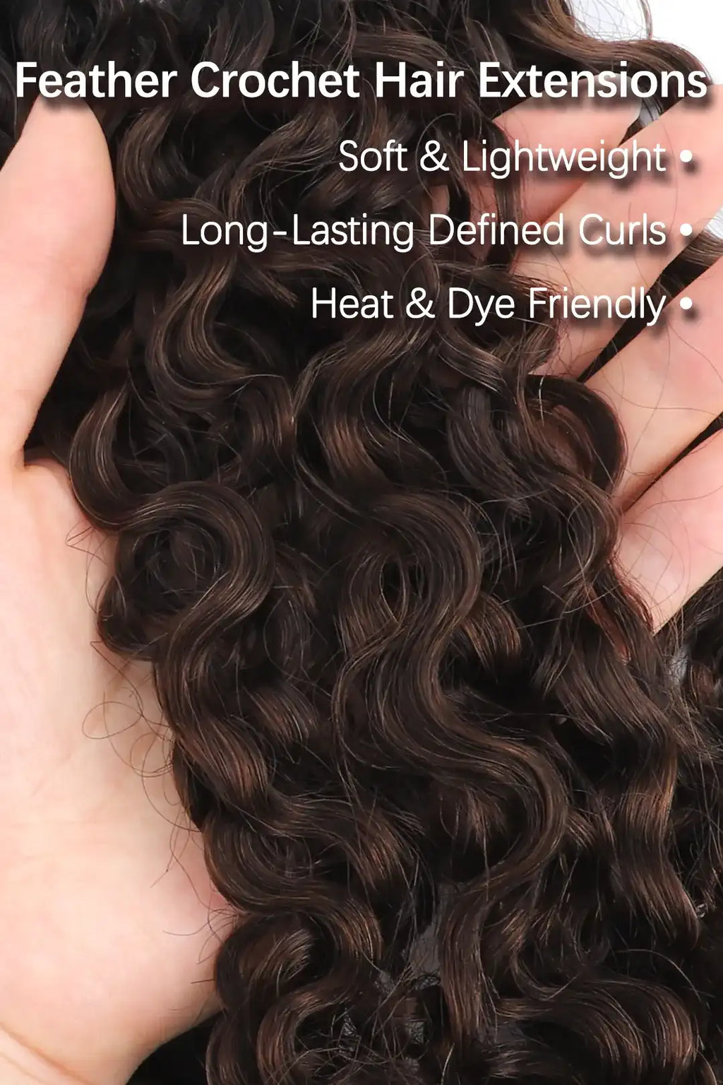 Dark Brown Ombre Water Deep Wave Feather Crochet Hair - T1B/4A