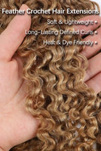 Honey Blonde #27 Water Deep Wave Feather Crochet Miracle Knots Hair