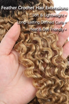 Honey Blonde Ombre Water Deep Wave Feather Crochet Hair - T1B/27