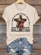 Women's  I'll Bring My Hard Fought Hallelujah Christian Cross Boxing Gloves T-Shirt