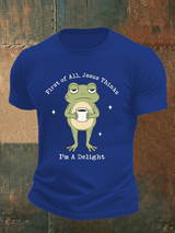 Men's Funny First Of All Jesus Thinks I’m A Delight Frog shirt