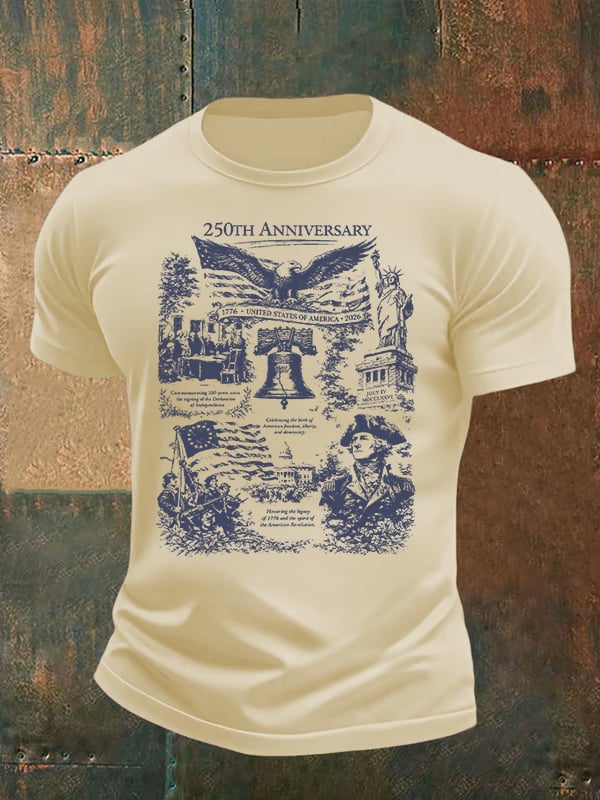 Men's  Retro USA 250th Anniversary Print T-Shirt