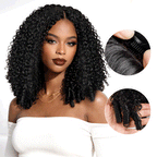QVR Brown Highlight V Part Wigs Burmese Curly Invisible Lace Edge Human Hair Wig
