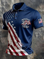 Men's Retro "Patriot" Color-Block Short-Sleeve Polo Shirt