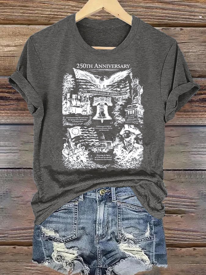 Women's  Retro USA 250th Anniversary Print T-Shirt