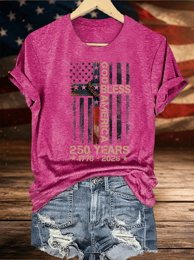Women's GOD BLESS AMERICA Printed T-Shirt