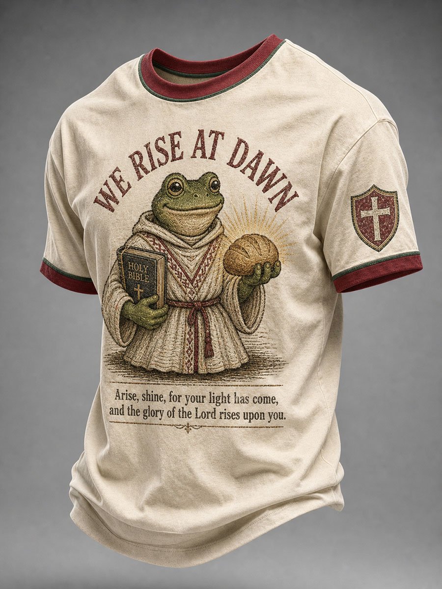 Men's "We Rise At Dawn" Vintage Frog Casual Top