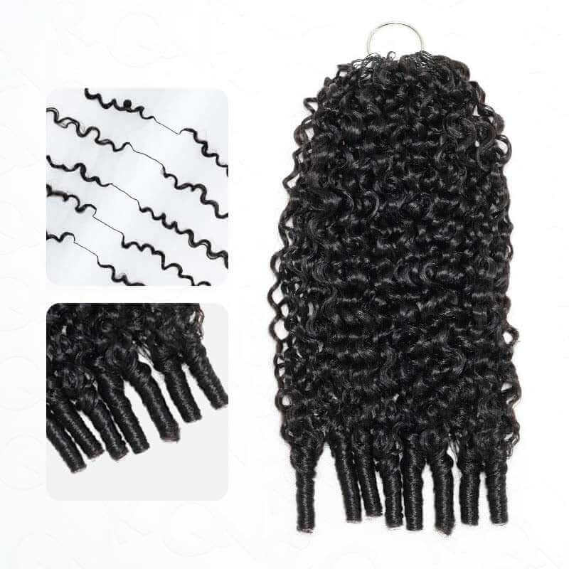 QVR Burmese Curly Crochet Hair Natural Black Machine Made Feather Crochet Human Hair Extension