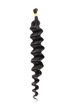 Double Drawn Deep Wave Bulk Human Hair For Braiding Natural Black 25g