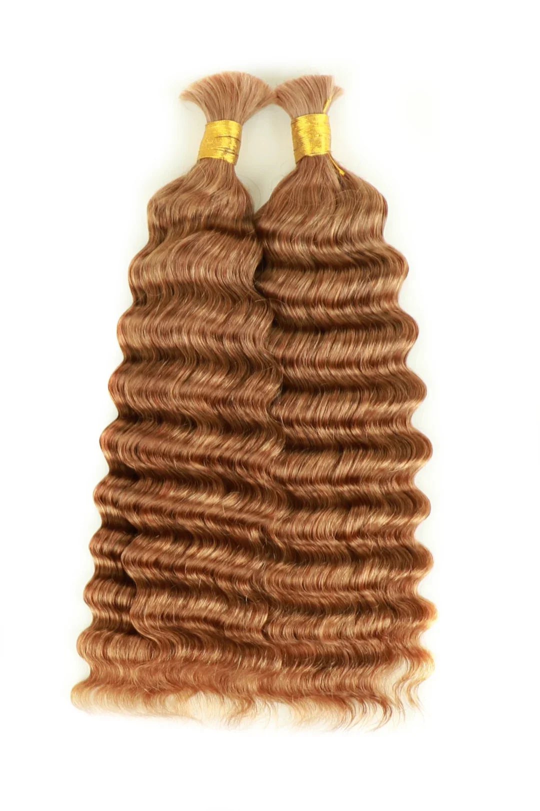 Double Drawn #30a Light Auburn Bulk Hair Deep Wave BU46