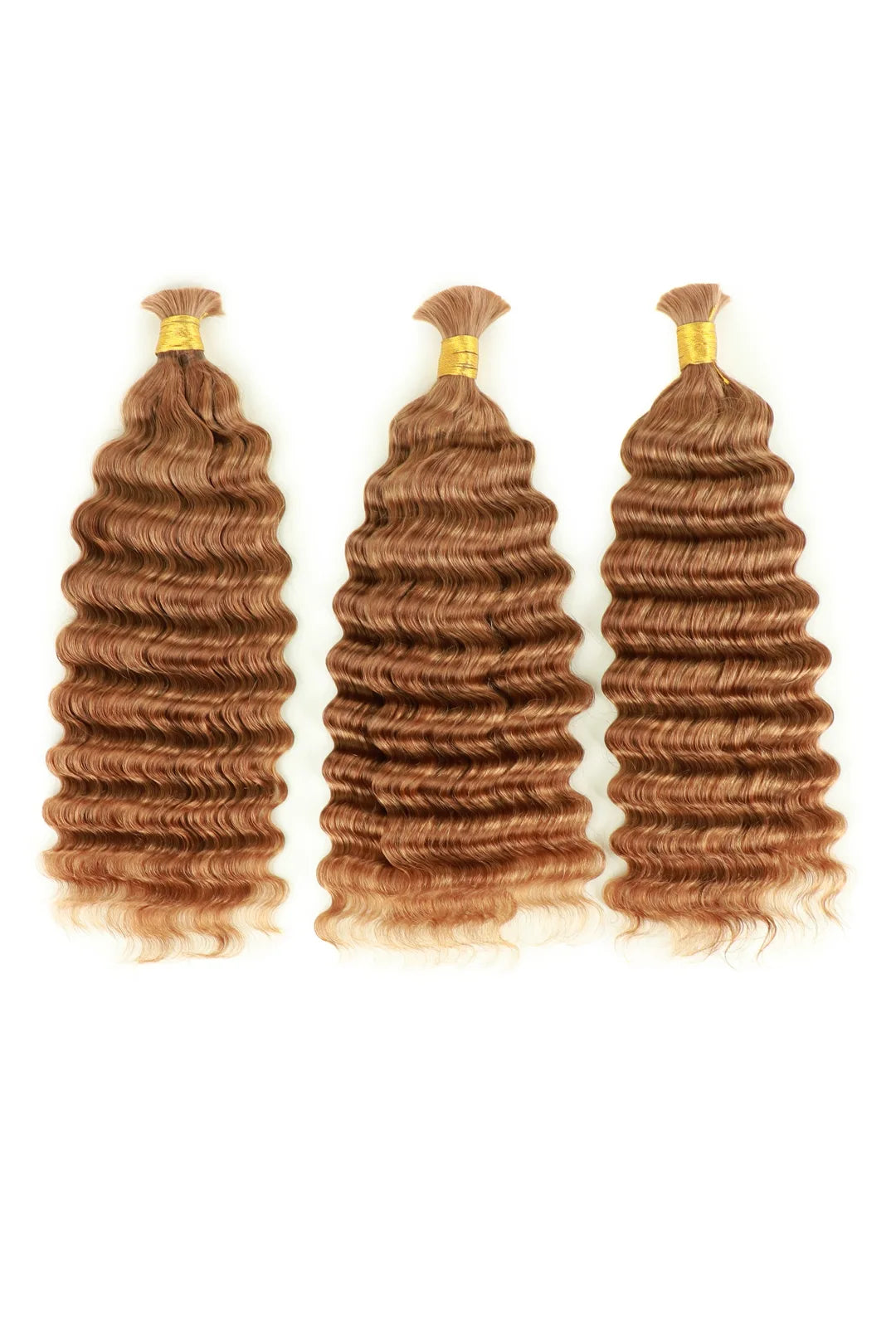 Double Drawn #30a Light Auburn Bulk Hair Deep Wave BU46