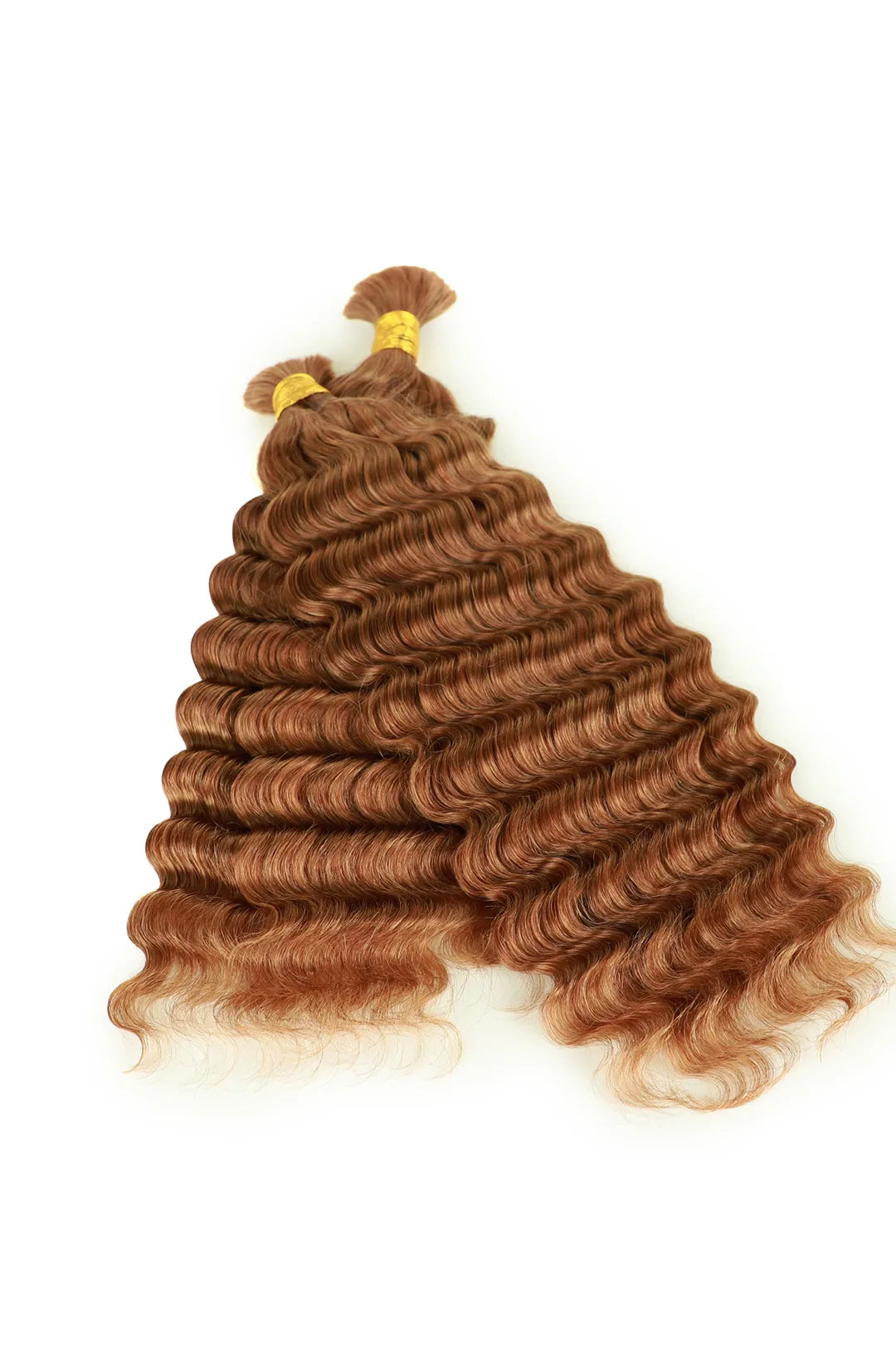 Double Drawn #30a Light Auburn Bulk Hair Deep Wave BU46