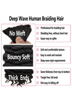 Deep Wave Bulk Human Hair For Braiding Natural Black BU03