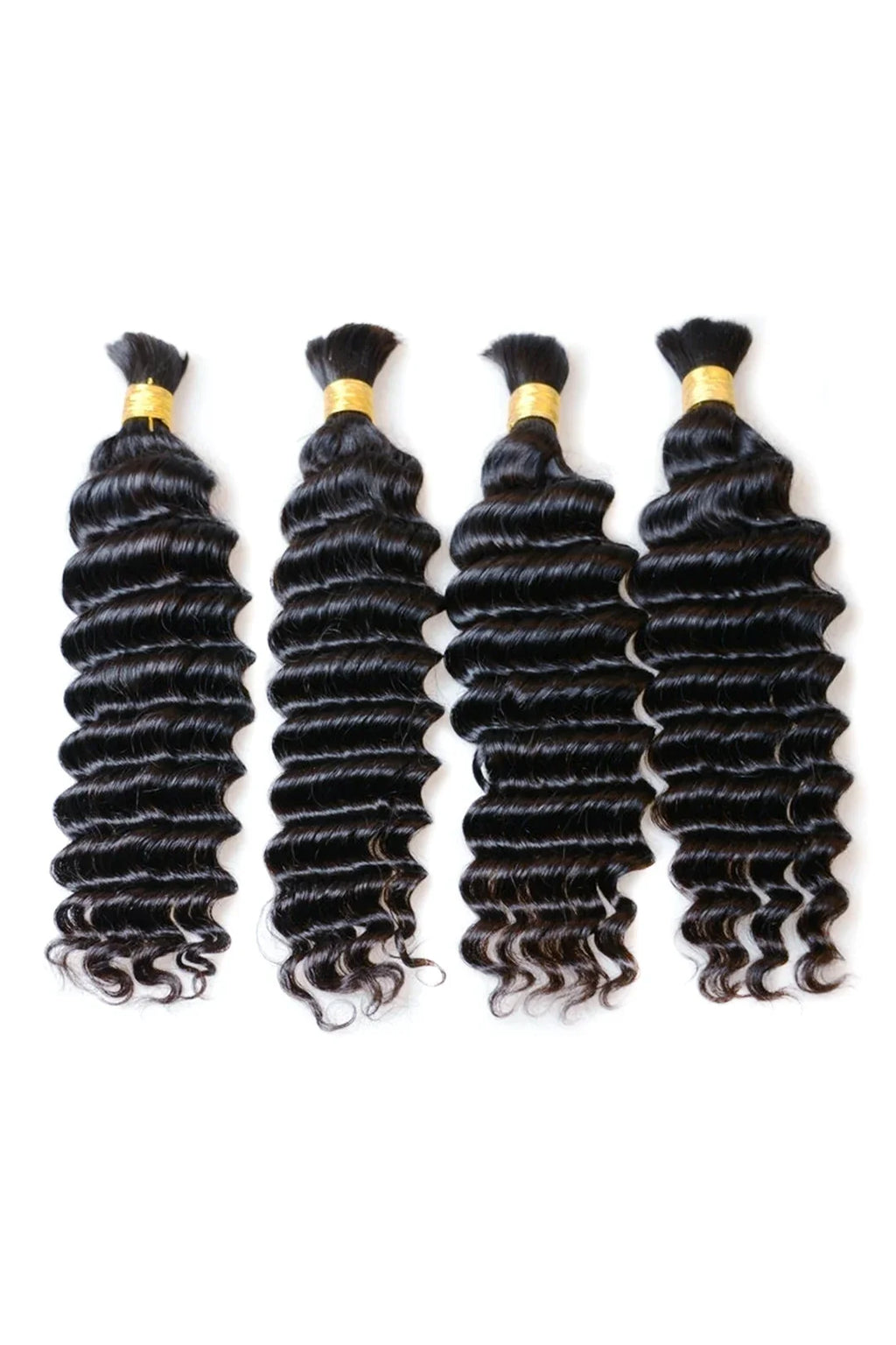 Deep Wave Bulk Human Hair For Braiding Natural Black BU03