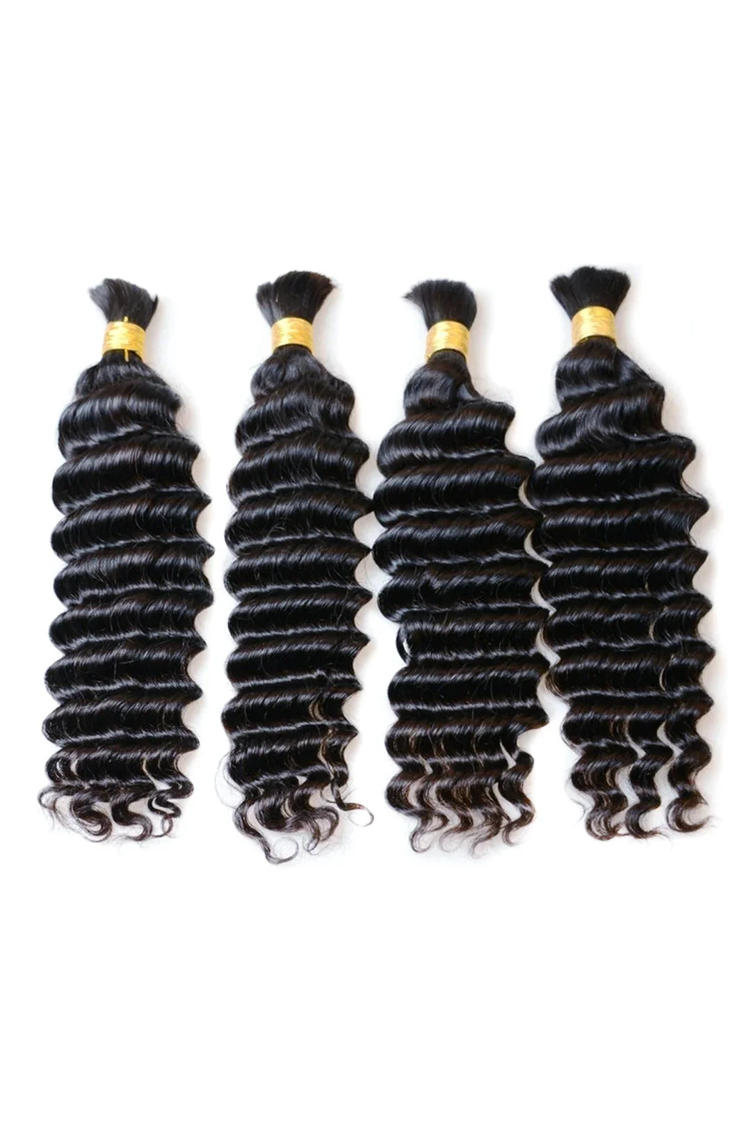 Deep Wave Bulk Human Hair For Braiding Natural Black BU03