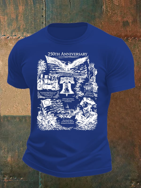 Men's  Retro USA 250th Anniversary Print T-Shirt