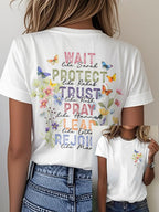 🔥Hot Sale Picks 🔥Women'S Casual Floral Faith Print Short Sleeve T-Shirt