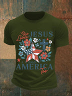 Men's She loves JESUS and AMERICA Printed T-Shirt