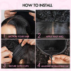 QVR Glueless Kinky Curly Half Wig 250% Density Human Hair Wig Wear Go Flip Over Wig