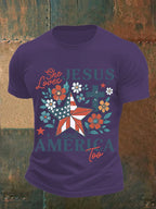Men's She loves JESUS and AMERICA Printed T-Shirt