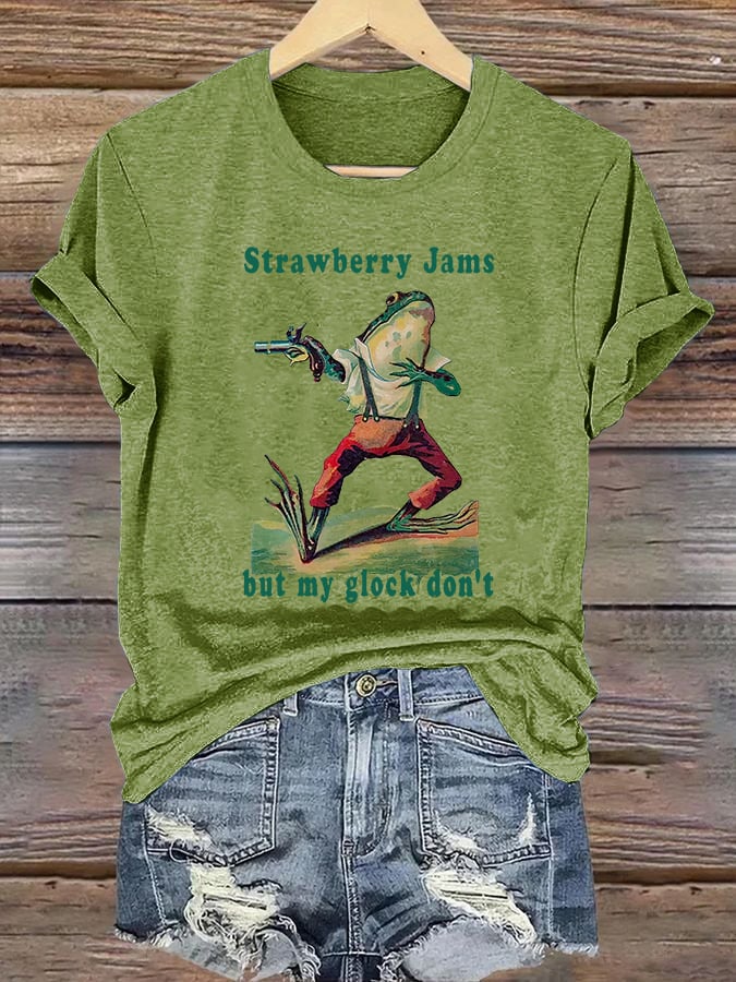 Women's Strawberry Jams but my glock don't Printed T-Shirt