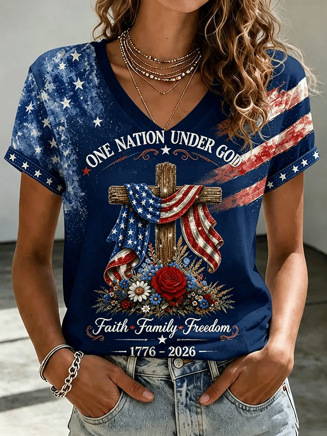 Women'S 250 YAERS OF FREEDOM Printed Casual T-Shirt