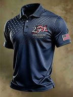 Men's Retro "Patriot" Color-Block Short-Sleeve Polo Shirt