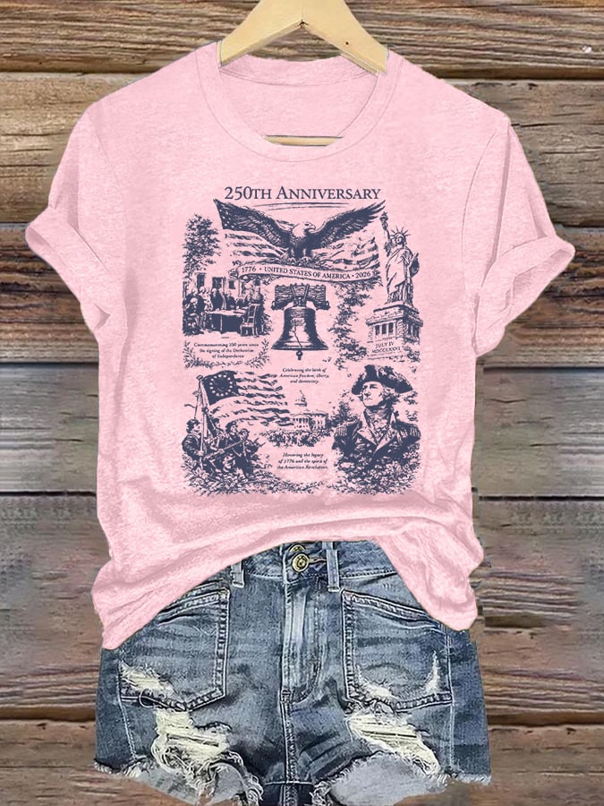 Women's  Retro USA 250th Anniversary Print T-Shirt