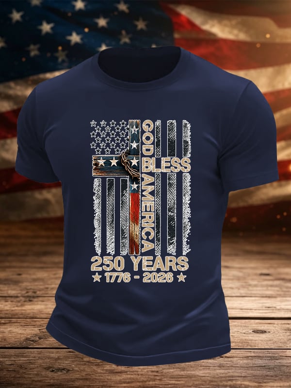 Men's GOD BLESS AMERICA Printed T-Shirt