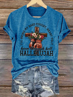 Women's  I'll Bring My Hard Fought Hallelujah Christian Cross Boxing Gloves T-Shirt
