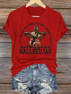 Women's  I'll Bring My Hard Fought Hallelujah Christian Cross Boxing Gloves T-Shirt